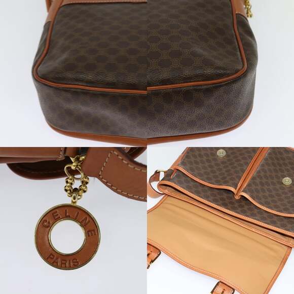 CELINE Macadam Canvas Hand Bag Pvc Leather Brown Gold - Picture 11 of 13